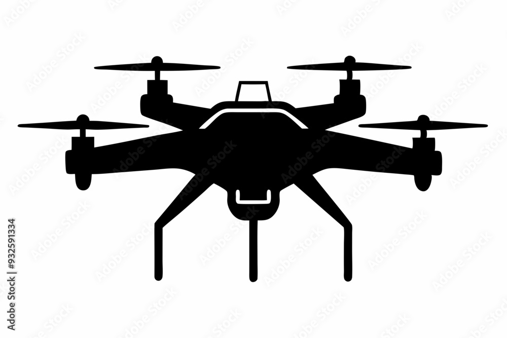 Drone silhouette vector, drone camera icon silhouette vector illustration Drone silhouette vector, drone camera icon silhouette vector illustration