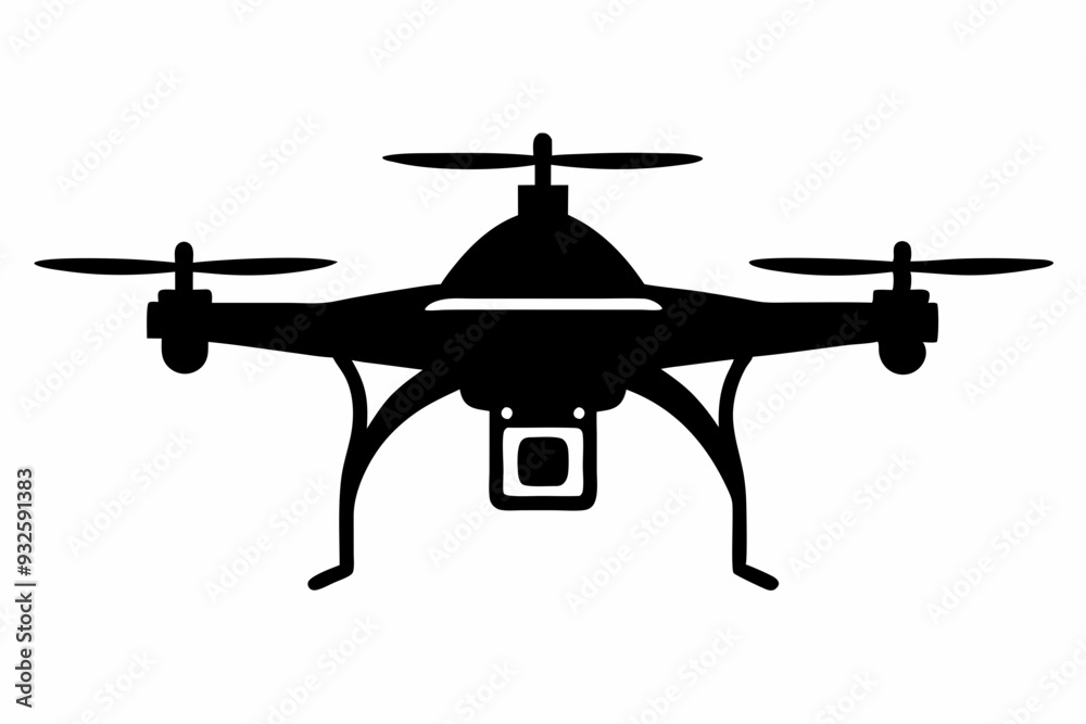Drone silhouette vector, drone camera icon silhouette vector illustration Drone silhouette vector, drone camera icon silhouette vector illustration
