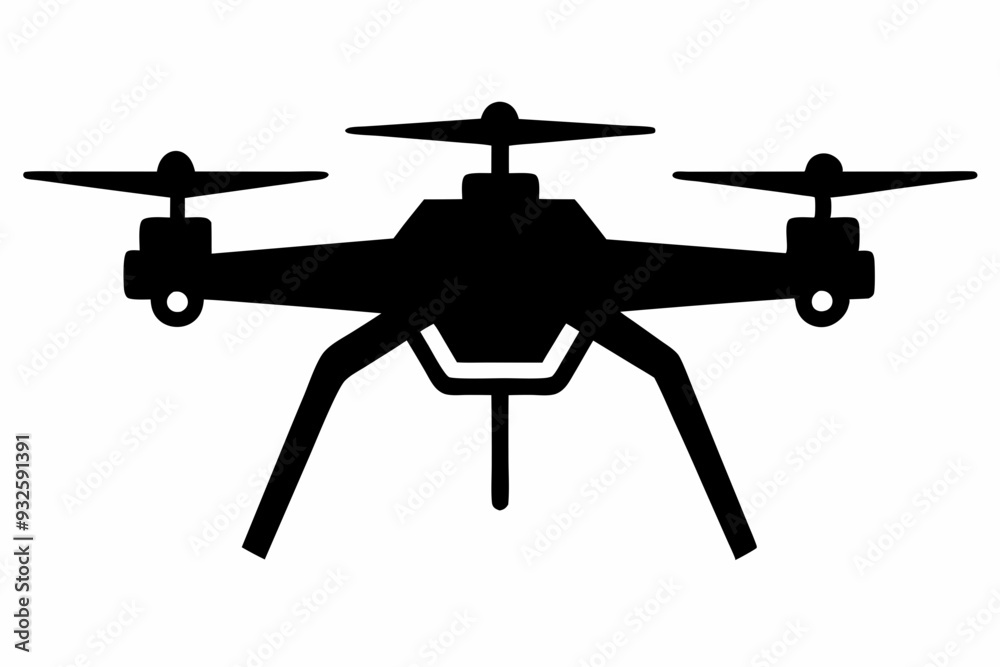 Drone silhouette vector, drone camera icon silhouette vector illustration Drone silhouette vector, drone camera icon silhouette vector illustration