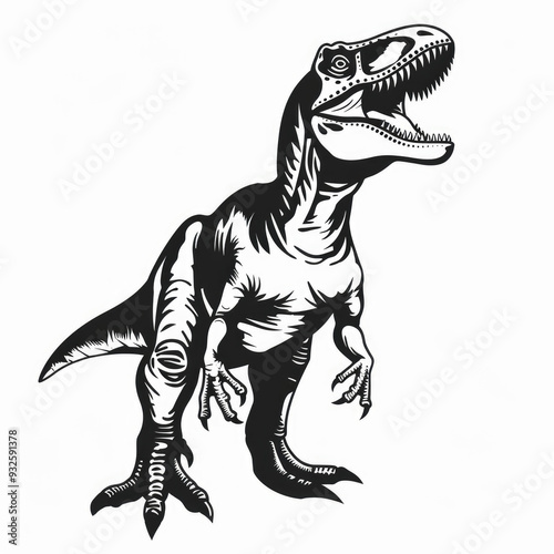Wallpaper Mural A black and white drawing of a dinosaur isolated white background,2d flat vector
 Torontodigital.ca