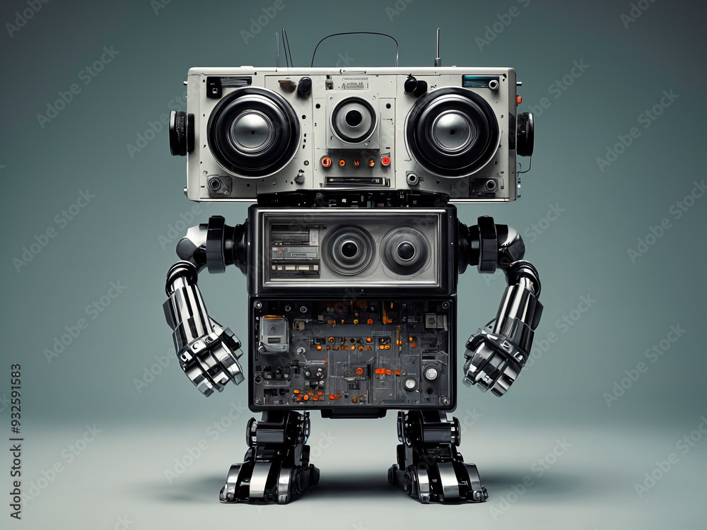 a robot made of analog stereo equipment, digital art - generated by ai a robot made of analog stereo equipment, digital art - generated by ai