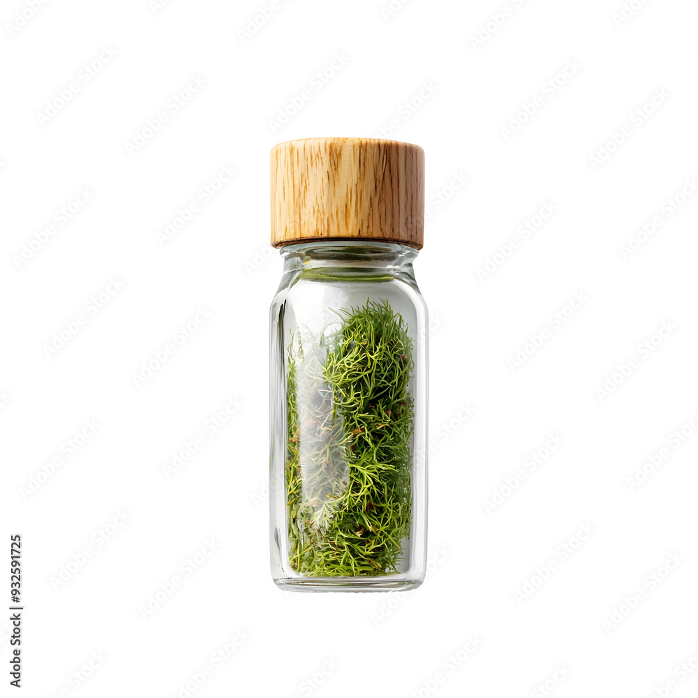 Dill Weed Shaker on White Backdrop with Aromatic Herb Stems Dill Weed Shaker on White Backdrop with Aromatic Herb Stems