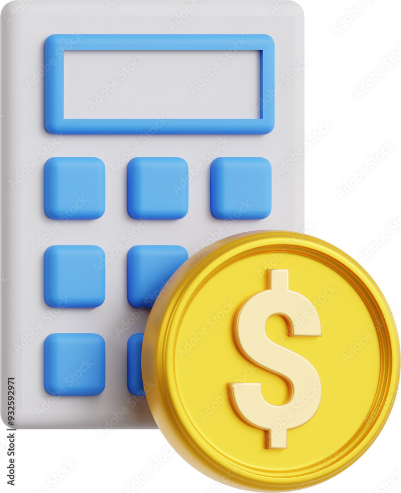 3D icons Calculator with Coin, perfect for accounting and finance tools. 3D icons Calculator with Coin, perfect for accounting and finance tools.