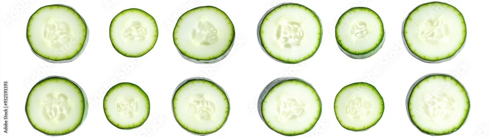 Slices of Cucumber on a White Background Slices of Cucumber on a White Background