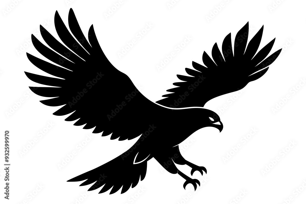 Fototapeta premium Eagle and Hawk Vector Silhouette - Majestic Bird of Prey Clipart