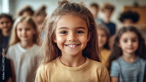 A cheerful girl smiling in ...