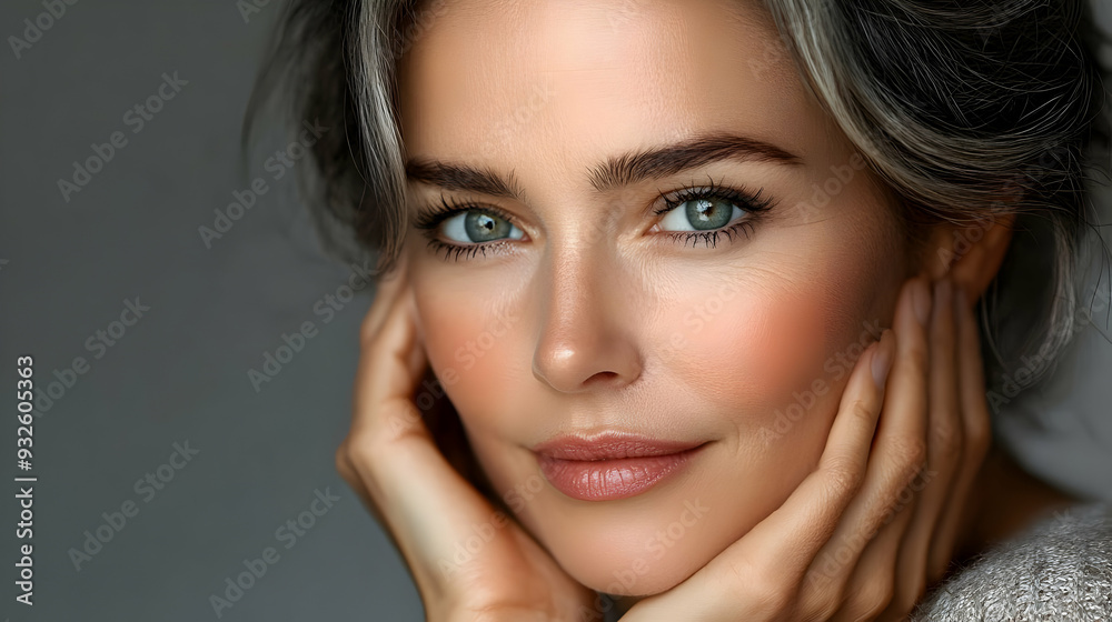 Obraz premium A close-up portrait of a woman with striking features and soft lighting.