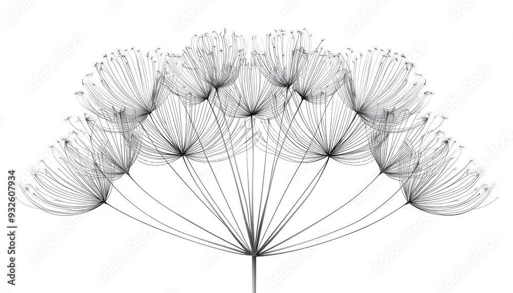 Obraz premium Dill blossom pencil sketch.