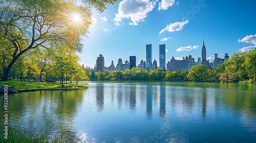 Usa new york state new york city central park on sunny day : Generative AI