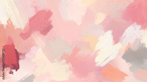 abstract gouache paint background. lovely, romantic, playful and sophisticated drawing. large rounded brush stroke. using dusty rose, apricot beige, muted soft pink.