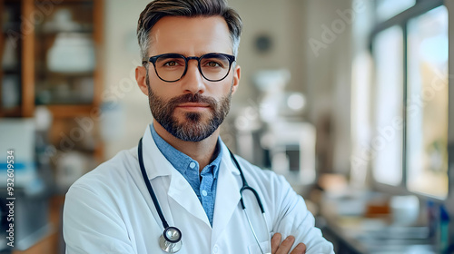 A confident male doctor in ...