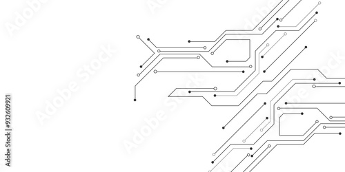 Vector Technology black circuit diagram concept. Abstract technology on white background. High-tech circuit board.