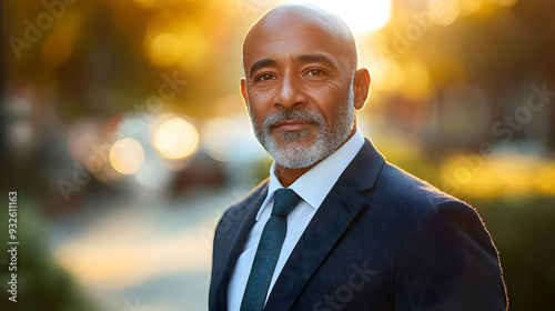 A confident man in a suit s...