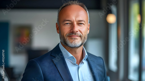 A confident man in a suit s...
