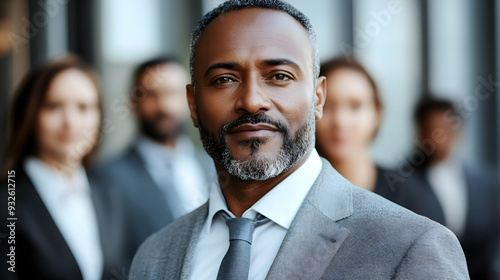 A confident man in a suit s...