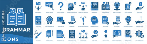 Grammar icon. Language Skills, Grammar Checkers, Punctuation Marks, Pragmatic Understanding and Grammatical Competence