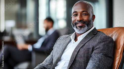 A confident man smiling in ...