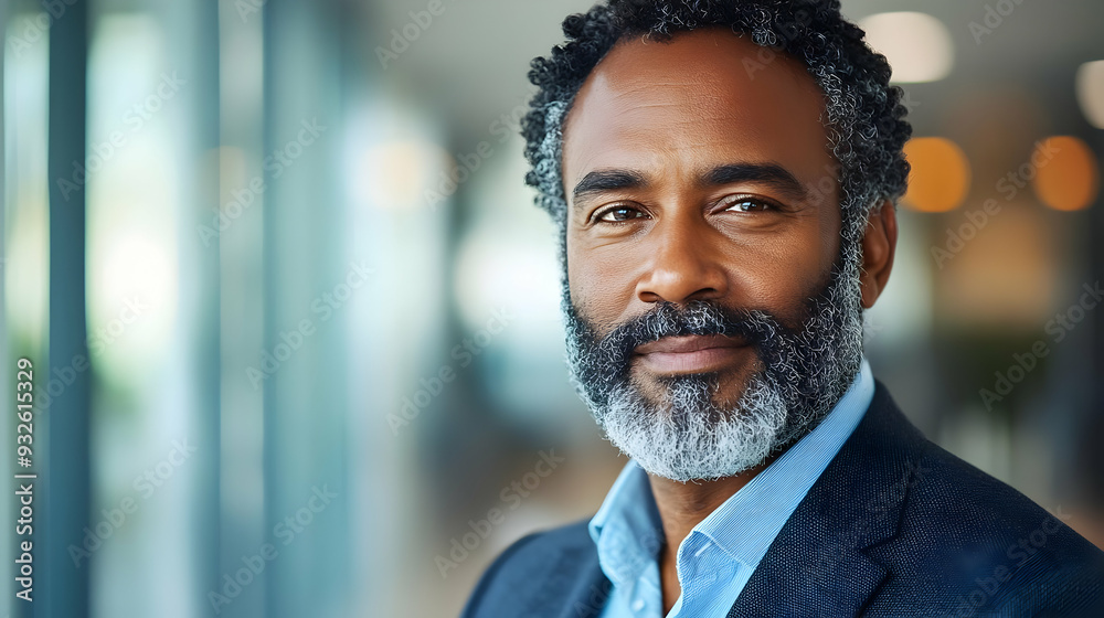 A confident man with a beard smiling in a professional setting.