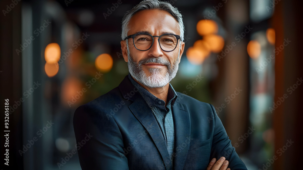 A confident middle-aged man in a business setting. A confident middle-aged man in a business setting.