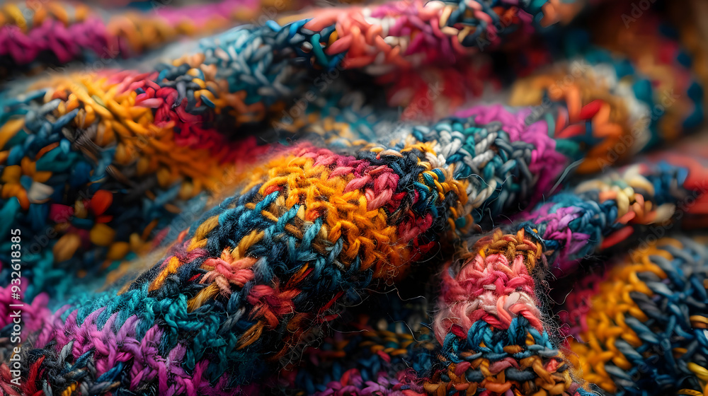 Colorful Knitted Fabric Texture Close Up Photo Colorful Knitted Fabric Texture Close Up Photo