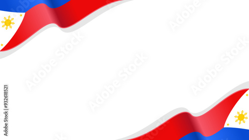 wavy Philippines flag frame vector background with copy space for text. Philippines national day