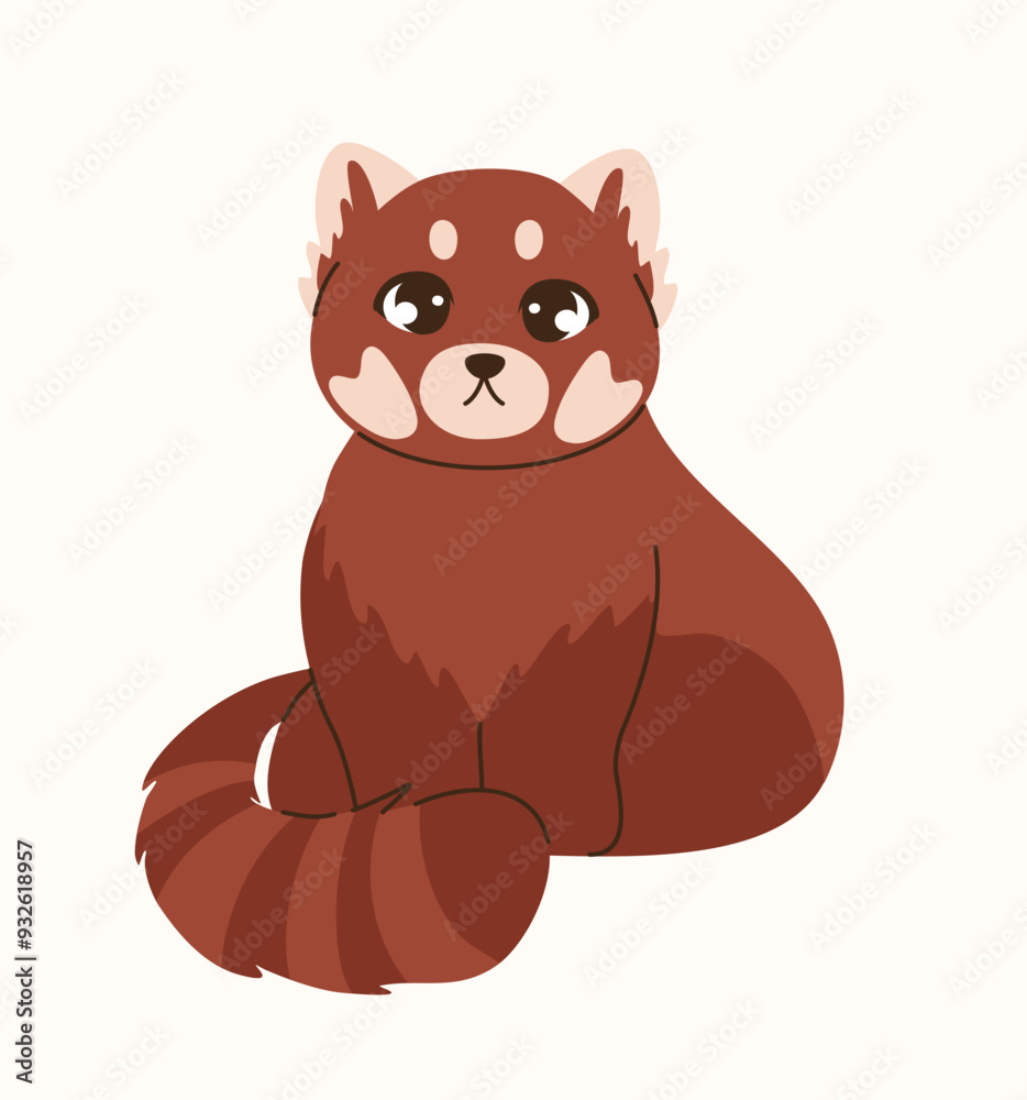Cartoon character red panda. Flat vector illustration. Cartoon character red panda. Flat vector illustration.