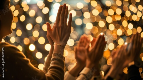 a person clapping and cheering for someone receiving an award, illustrating admiration and appreciation.