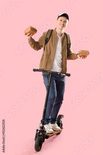 Male courier with food cont...