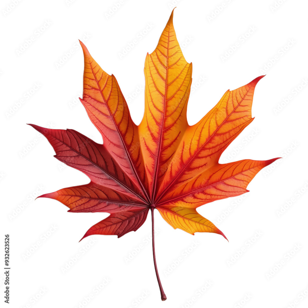 Autumn maple leaf with vibrant red and orange hues, symbolizing fall season, nature, and change, ideal for seasonal promotions, eco-friendly designs, and educational content Autumn maple leaf with vibrant red and orange hues, symbolizing fall season, nature, and change, ideal for seasonal promotions, eco-friendly designs, and educational content