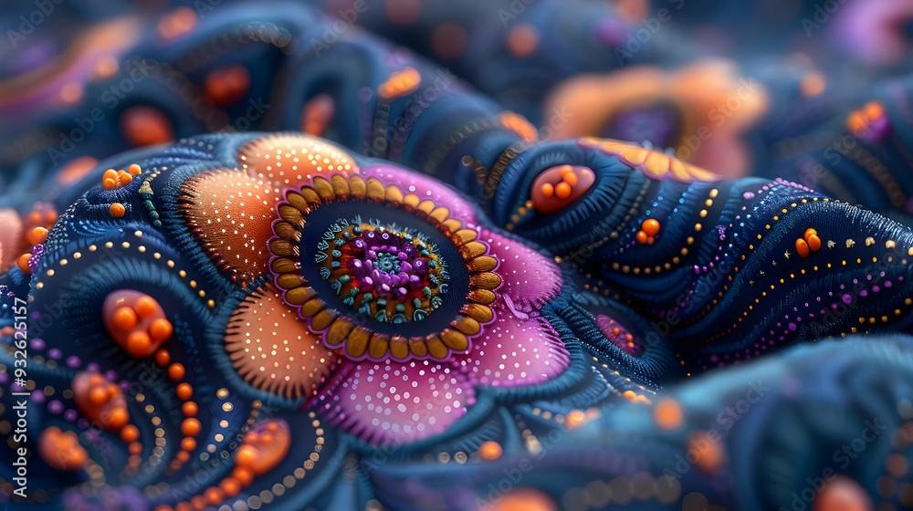 Obraz premium Abstract 3D Illustration of a Colorful, Ornate Flower