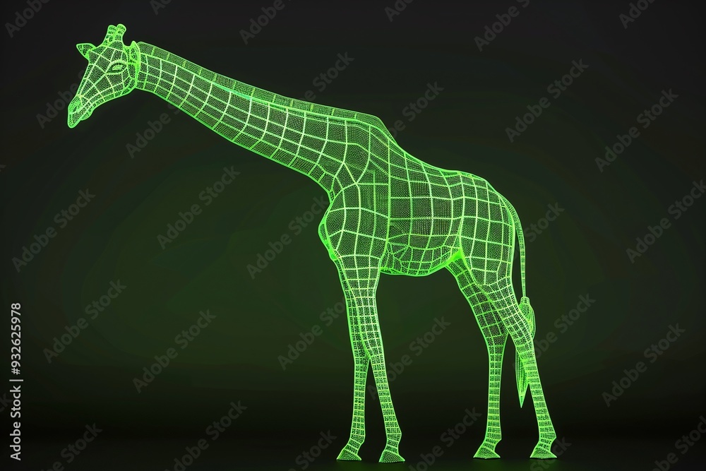 Obraz premium ai generative neon line of giraffe shape
