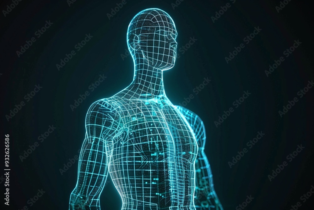 ai generative neon line of human shape ai generative neon line of human shape