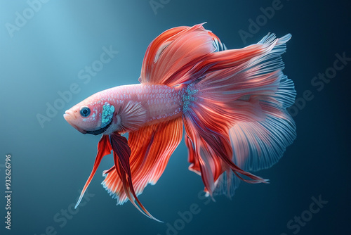 betta fish, also known as siamese fighting fish, capturing graceful and dynamic motion of Betta splendens in a stunning displa photo