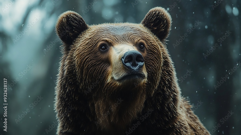 Obraz premium European brown bear in forest at summer : Generative AI