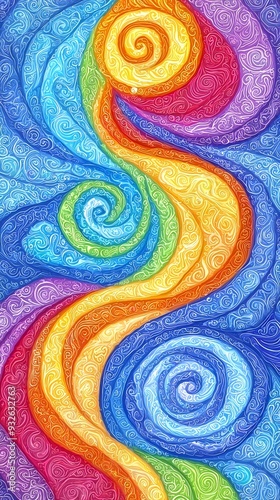 Abstract Rainbow Spiral Art