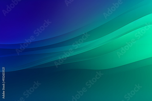 Abstract decorative green blue shade waves isolated on a black background.