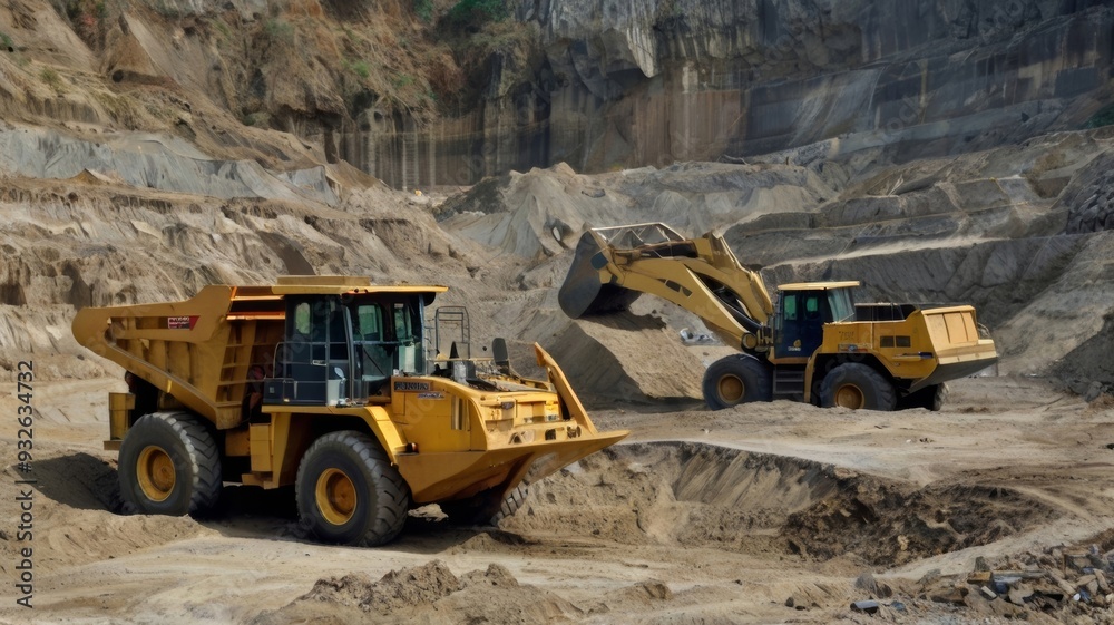 A stone quarry in Indonesia Large equipment
