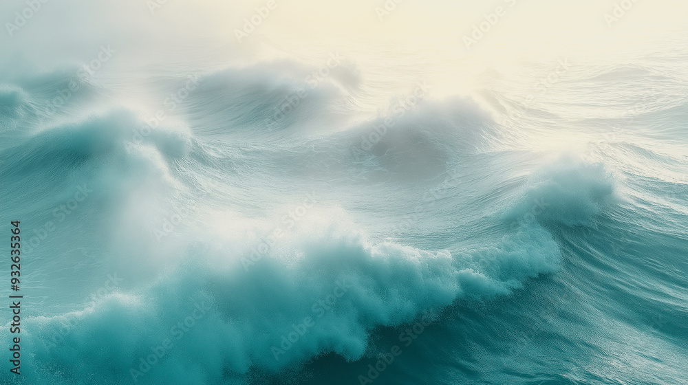 The ocean is rough and choppy, with waves crashing against the shore. The sky is clear and bright, creating a sense of calmness and serenity The ocean is rough and choppy, with waves crashing against the shore. The sky is clear and bright, creating a sense of calmness and serenity