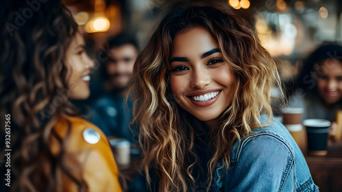 A joyful woman smiling in a...