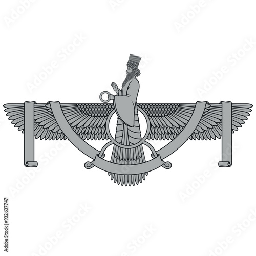 Zoroastrian winged solar disk with ribbon