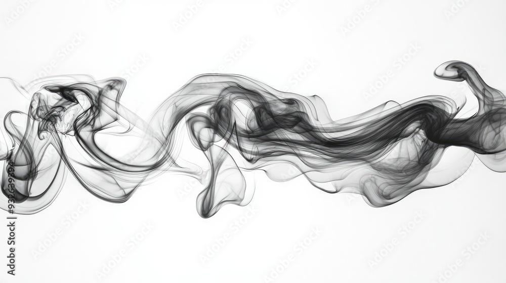 Fototapeta premium Swirling smoke patterns in black and white, creating a mysterious abstract scene.