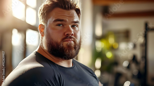 A muscular man posing in a ...