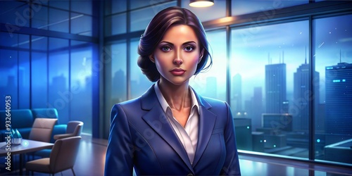 illustration of an office girl in the city