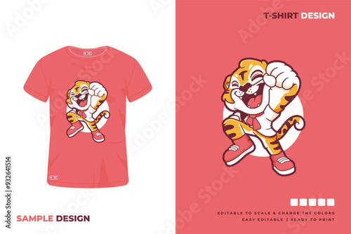 tiger mascot cartoon t shirt design