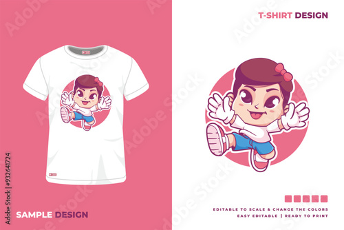 cute girl mascot t shirt design