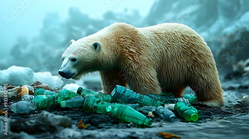 A polar bear surrounded by ...