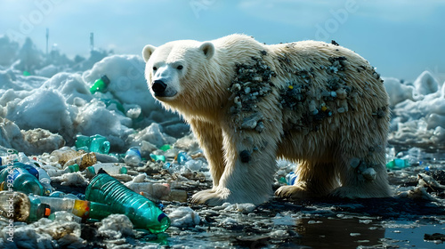 A polar bear surrounded by ...