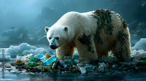 A polar bear surrounded by ...