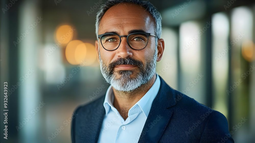 A professional man with glasses and a beard in an office setting. A professional man with glasses and a beard in an office setting.
