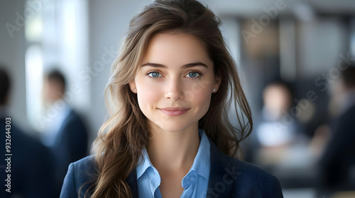 A professional woman smiling in a business setting.